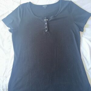 Torrid Black Buttoned Fitted T-Shirt